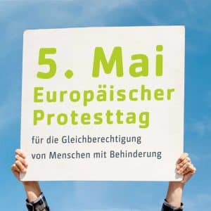 Plakat zum Protesttag für Menschen mit Behinderungen