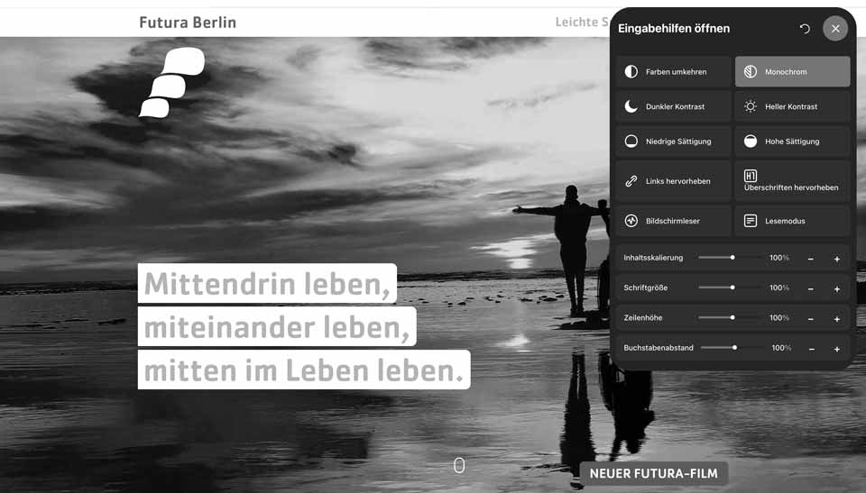 Futura Website monochrom